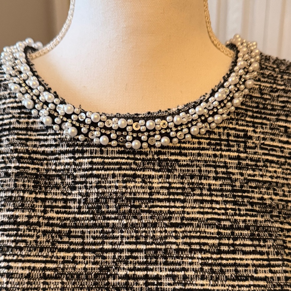 Karl Lagerfeld Lovely Black & White Tweed Dress NWOT Sz 8 - Picture 3 of 5